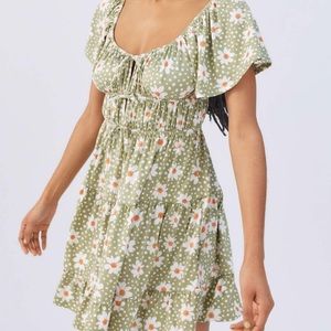 urban outfitters tairus floral tiered mini dress